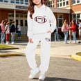 thumbnail image 2 of LNMQLPDBS Baby Girls Graphic Hoodie Set Toddler Heart Sweatshirt Kids Pullover with Kangaroo Pocket and Relaxed Fit Jogger Pants Tween Casual 2 Piece Outfit for School Sports Daily Wear, 2 of 5