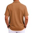 thumbnail image 6 of Men's Polo Shirts Short Sleeve Solid Pique Knit Slim Fit Collared Golf Shirts Men's Casual Shirts Business Casual Shirts Brown M, 6 of 6