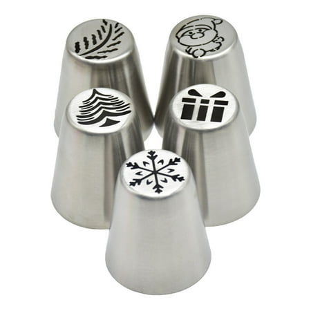 5pcs Delicate Piping Tips Stainless Steel Christmas Cake Decorating Piping Tips