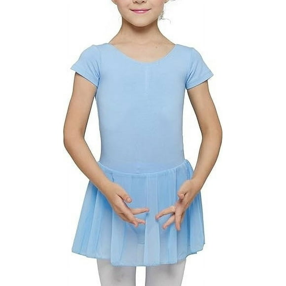 VINGT ANS Girls Ballet Cotton Leotards with Skirt Short Sleeves Dance Dresses Tutu Ballerina Outfit