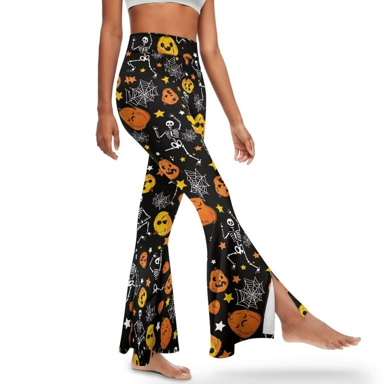 FKELYI Leggings Pants for Women Girls Bootcut Yoga Pants Pumpkin