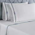 thumbnail image 4 of Superior Moonlawn Embroidered Cotton Bed Sheet Set, Queen, White/Navy Blue, 4 of 11