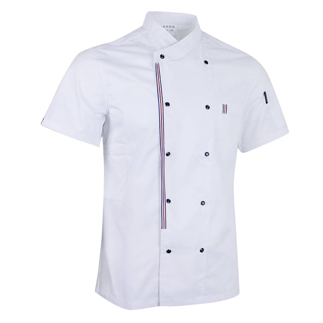 Mujeres Hombres Chaqueta de Chef Abrigo Cocina Cocina de manga corta Ropa de trabajo Restaurante - Blanco Sunnimix uniforme de chaqueta de chef