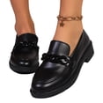 thumbnail image 3 of Xucatan Women's Patent Leather Loafers with Metal Chain Detail, Round Toe Low Block Heel Slip On Shoes with Wide Toe Box, Comfortable Non Slip Flats for Daily Walking and Casual Wear Gift, 3 of 9