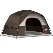 CAMPROS CP 6 Person Camping Tent, Easy Set up Waterproof Cabin Tent, 20% More Headroom, Brown