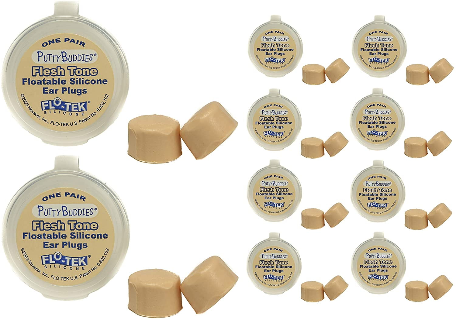 PUTTY BUDDIES Floating Earplugs 10Pair Pack Soft Silicone Ear Plugs