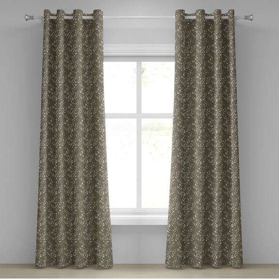 Ambesonne Floral Grommet Curtain, Nature Inspiration Berry, 50" x 84", Taupe Cream
