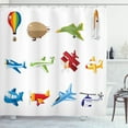 thumbnail image 1 of Ambesonne Cartoon Shower Curtain, Jet Airliner Zeppelin, 69"Wx75"L, Multicolor, 1 of 3
