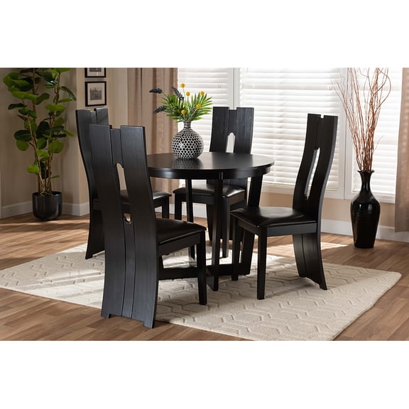 Baxton Studio Sorley Modern and Contemporary Dark Brown Faux Leather Upholstered and Dark Brown Finished Wood 5-Piece