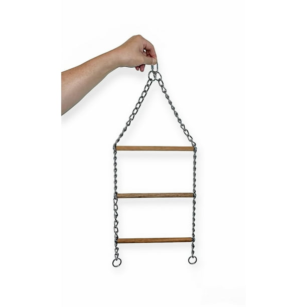 Juguete YML con forma de escalera para pájaros, 3 perchas de madera para jaulas medianas y grandes