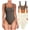 Tea Leaf Pumpkin Beige, variant on Women's 3 Piece Bodysuits Sexy Sleeveless Square Neck Shapewear Tank Tops Bodysuits