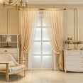 thumbnail image 1 of Innerwin Curtains Rod Pocket Drapes Treatments Solid Window Curtain Panel Luxury Light Filtering Linen Textured Home Decor Beige W:55"x H:104"/ 140cm*265cm, 1 of 8