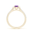 thumbnail image 2 of ANGARA Natural 0.7 Ct. Amethyst with Diamond Halo Ring in 14K Yellow Gold for Women (Ring Size: 12), 2 of 9