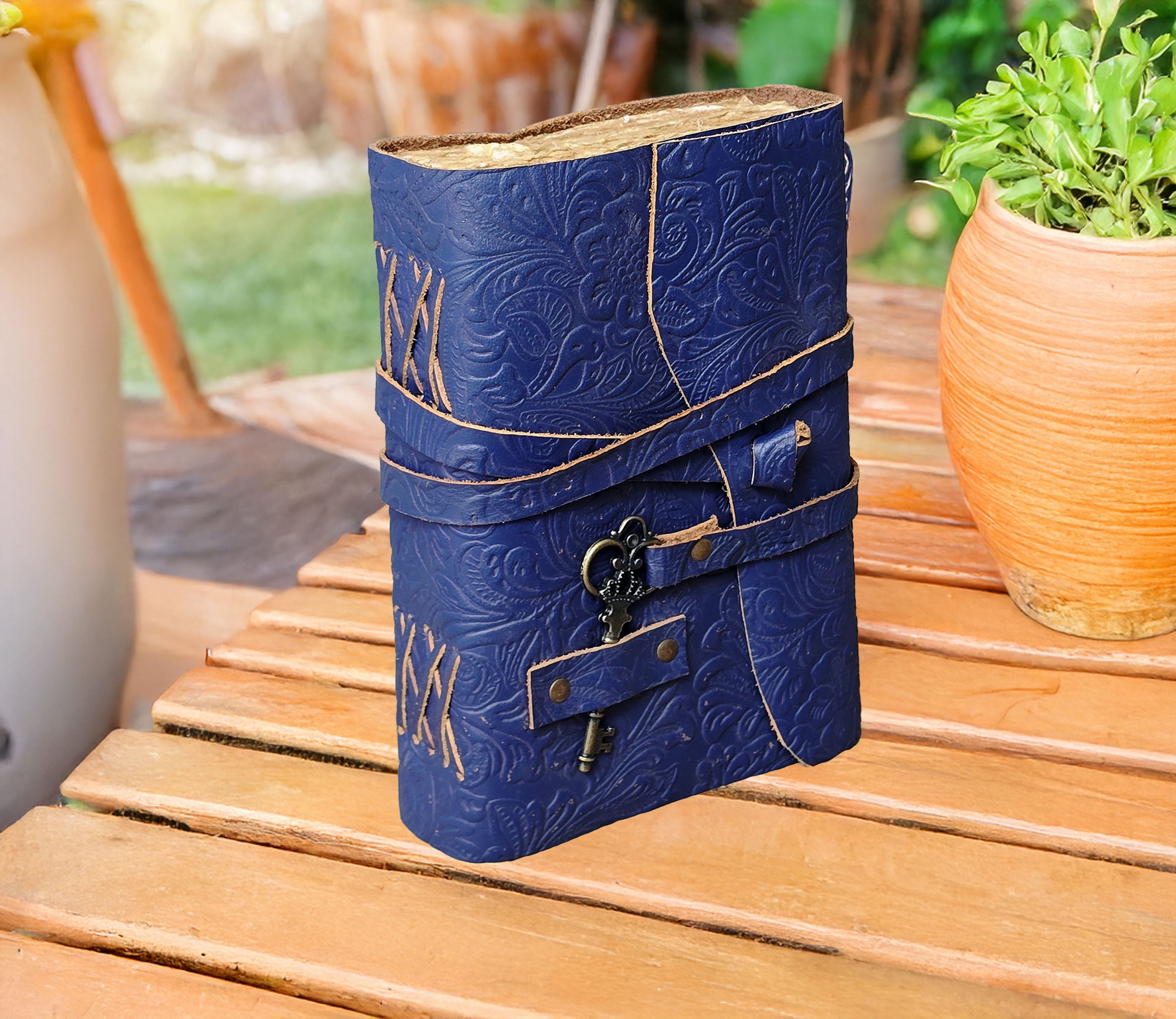Quirky Craft Embossed Vintage Travel Journal -200 Vintage Deckle Edge Pages - 5 x 7 in, 200 Pages Sketchbook Leather Book of Shadows Leather Grimoire