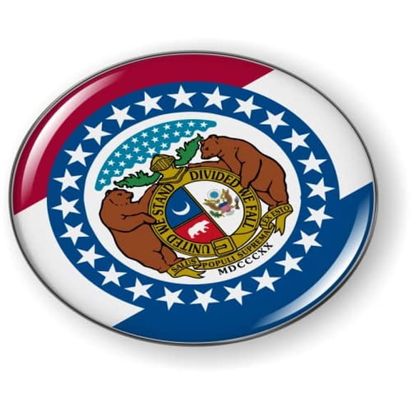 Missouri State Flag 3D Domed CAR Emblem Badge Sticker Flexible Round