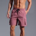 thumbnail image 1 of pstuiky Pantalones cortos cargo para hombre, Pantalones cortos casuales de moda para hombre, de color liso, con bolsillo y cintura elástica. Pantalones cortos de golf, 1 of 6