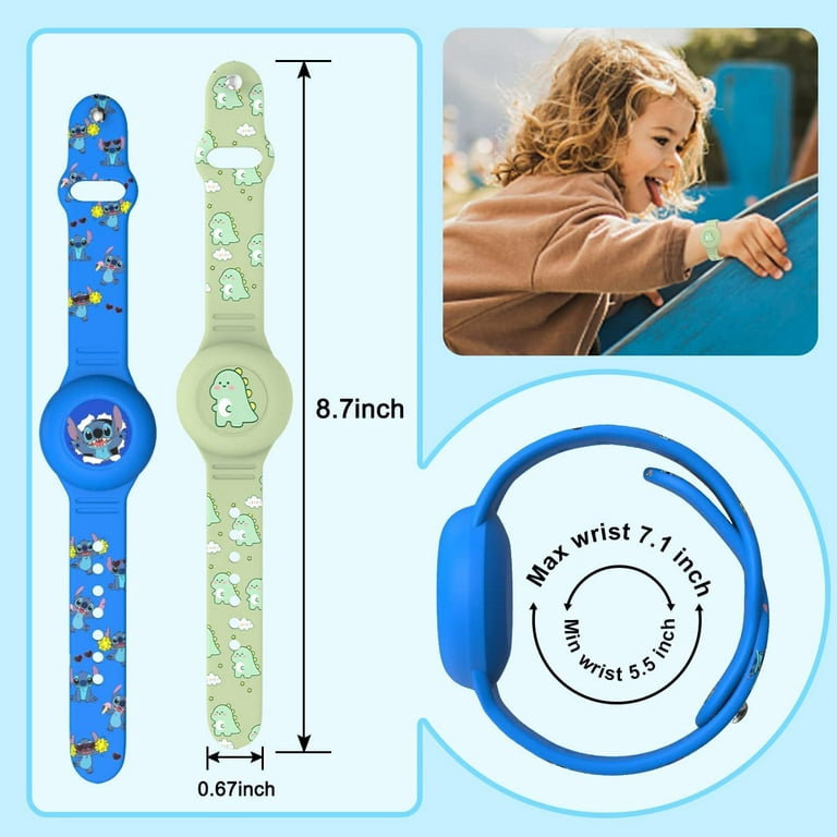 Waterproof Air Tag Bracelet for Kids(2 Pack), Soft Silicone Air Tag Hidden  Wristband Kids, Lightweight GPS Tracker Compatible with Apple AirTag Watch