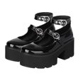 thumbnail image 1 of Sandalias de tacón alto grueso a la moda para mujer, sandalias con correa en el tobillo de Color sólido, hebilla de cinturón de estilo británico, uniforme de estudiante, zapatos de cuero barnizado Wmkox8yii  hfjk2032, 1 of 3