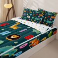 thumbnail image 3 of Homewish Cute Sheep Giraffe Zipper Twin Comforter Sets with Fitted Sheet and 2 Pillowcases For Boys,Jungle Animal Dinosaur Zipper Bedding Set For Dino Lover,Reversible,4 Pieces, 3 of 7