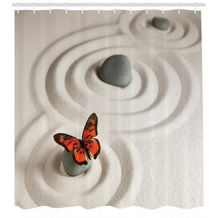 Butterfly Shower Curtain Zen Rock On The Sand Butterfly Serenity