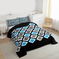 thumbnail image 3 of Castle Fairy Geometric Plaid Full Size Comforter Sets,Minimalist Checkered Bedding Sets, 3 of 8