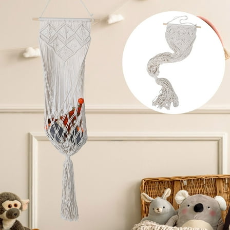 Worgeous Wall Hanging Toy Net Stuffed Animal Plush Toy Storage Net Organizer Macrame Toy Display For Kids Room And Nursery Over Door Organizer