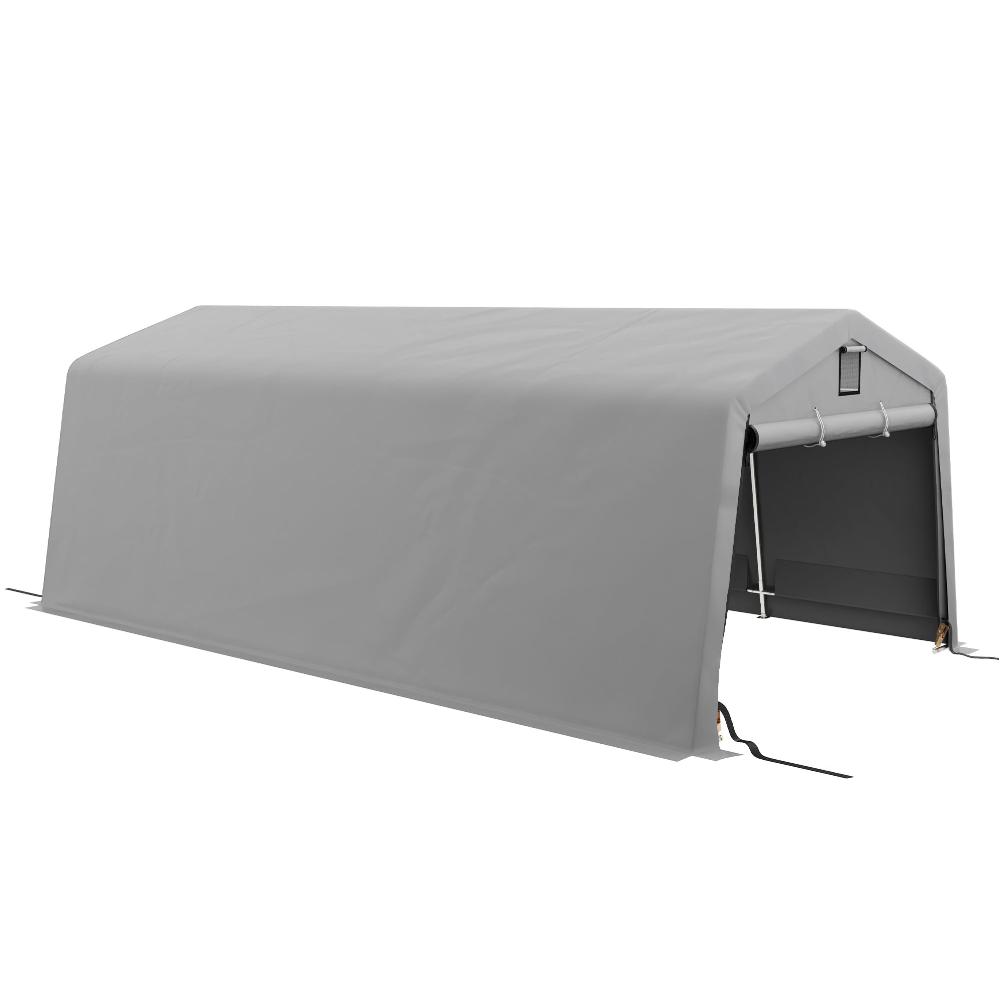 Outsunny 11 x 20 Portable Garage Carport with Ventilation Windows Grey Walmart