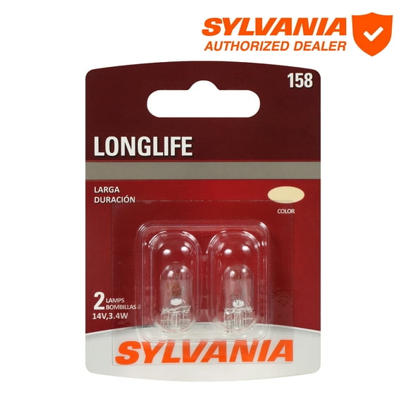 Sylvania 158 Long Life Mini Bulb, 2 Pack, Compatible with Multiple Cars
