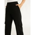 thumbnail image 5 of Free Assembly Women's and Women's Plus Wide Leg Knit Cargo Pants, 30” Inseam, Sizes XS-4X, 5 of 5