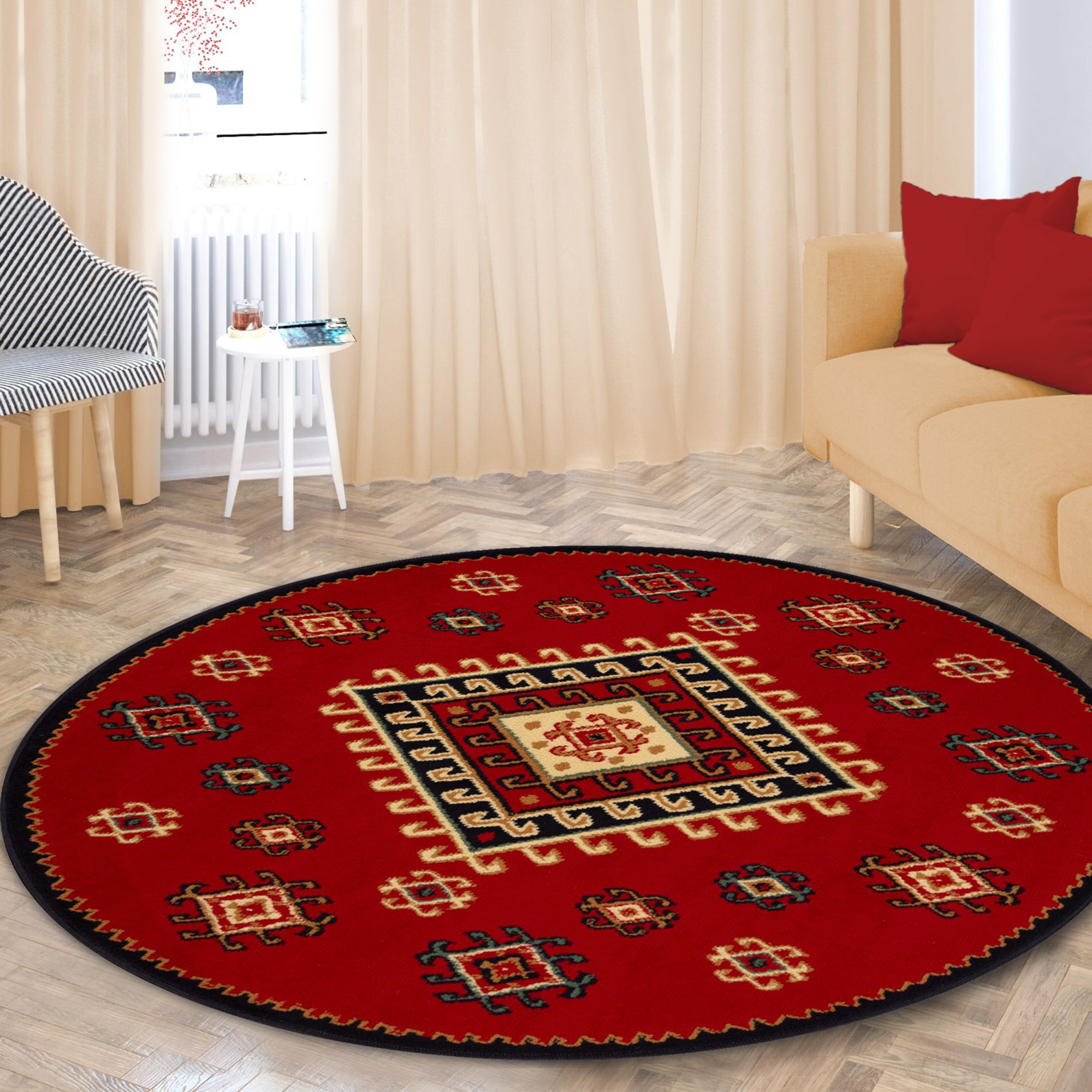 Impressions Floral Geometric Ikat Area Rug, 5' x 5'