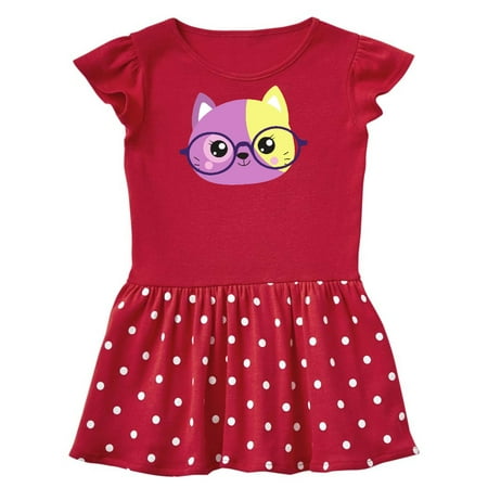 

Inktastic Hipster Cat Cat With Glasses Purple Cat Gift Toddler Girl Dress