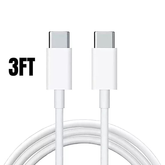 2x 3ft Dual USB-C to USB-C Double Type-C Fast Charging Cable Sync Data Cord White