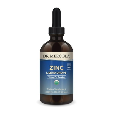 Dr. Mercola Organic Zinc Liquid Drops, 15 mg per Serving, 3.88 fl oz (115 ml), About 28 Servings, Dietary Supplement, Supports Immune and Organ Health, Non GMO, USDA Organic, NSF Certified