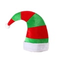 thumbnail image 1 of Sombrero de elfo de terciopelo suave a rayas rojas y verdes para adultos, 1 of 3