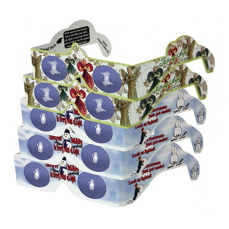 Christmas Lights Snowman 3D Christmas Glasses - Holiday Specs Eyes - SNOWMAN & Fluttering ANGELS - Transform Christmas Lights Into Magical Images - 5 Pairs , 5 PAIRS - A.., By 3Dstereo Holiday Eyes Glasses ()