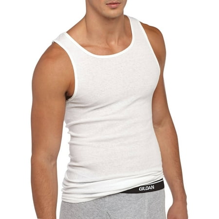 Gildan Big Men's Cotton Ribbed White A-Shirt, 5-Pack,