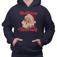 thumbnail image 2 of Believe in Yourself Santa Hoodie Sweatshirt Unisex Large Navy, 2 of 5