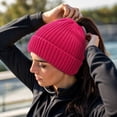 thumbnail image 4 of Lumtrix Beanie Hat for Women Winter Warm Knit Ponytail Beanies Hats Skull Cap Cold Weather Stocking Caps For Winter, Running, Skating, Traveling, Camping, Outdoor Hot Pink One Size, 4 of 5
