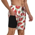 thumbnail image 2 of Kdxio Hand Drawn Watermelon Print Men's Swim Trunks with Compression Liner 7 Inch Inseam Quick Dry Swim Shorts, 2 of 7