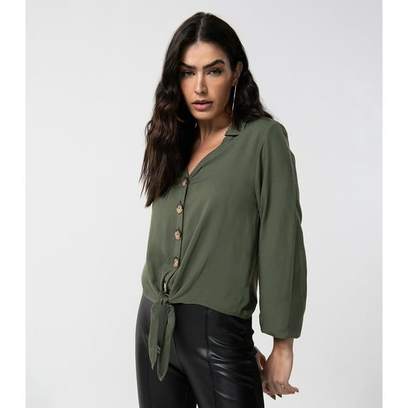 Rovitex Endless Collection Women's Button Down Blouse (Olive, X-Large)