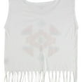 thumbnail image 2 of Dreamr Womens Pattern Fringe Muscle Tank Top, White, Medium, 2 of 2