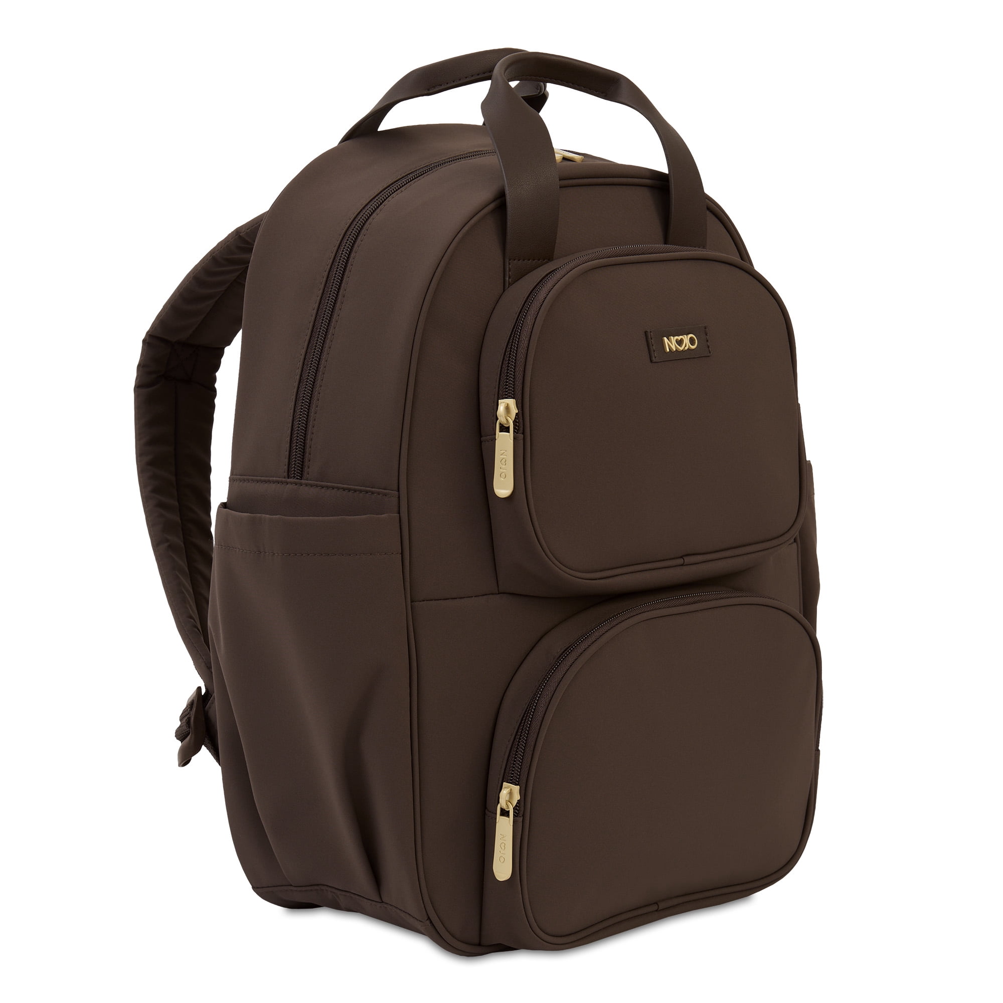 NoJo Espresso Coffee Backpack Diaper Bag with Luggage Sleeve and 9 Pockets