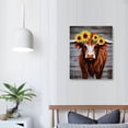thumbnail image 3 of COMIO Sunflower Highland Cow Wall Art: Funny Farm Animal Canvas Picture Painting, Rustic Farmhouse Artwork Decor Bathroom Decoration, Cute Brown Cattle Poster Print for Home Kitchen Bedroom, 3 of 4
