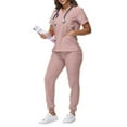 thumbnail image 2 of Garbnen Scrubs for Women Set Stretch V-Neck Short Sleeve Medical Scrub Tops and Pants Nurse Uniforms Women's Workwear Set with Pockets, 2 of 6