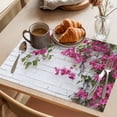 thumbnail image 3 of Pink Spring Floral Placemats Set of 4 White Farmhouse Summer Flowers Place Mats Indoor Wipeable Table Mats Washable Cloth Dining Table Placemats for Kitchen Holiday Party Home Decor 13x19 Inch, 3 of 9