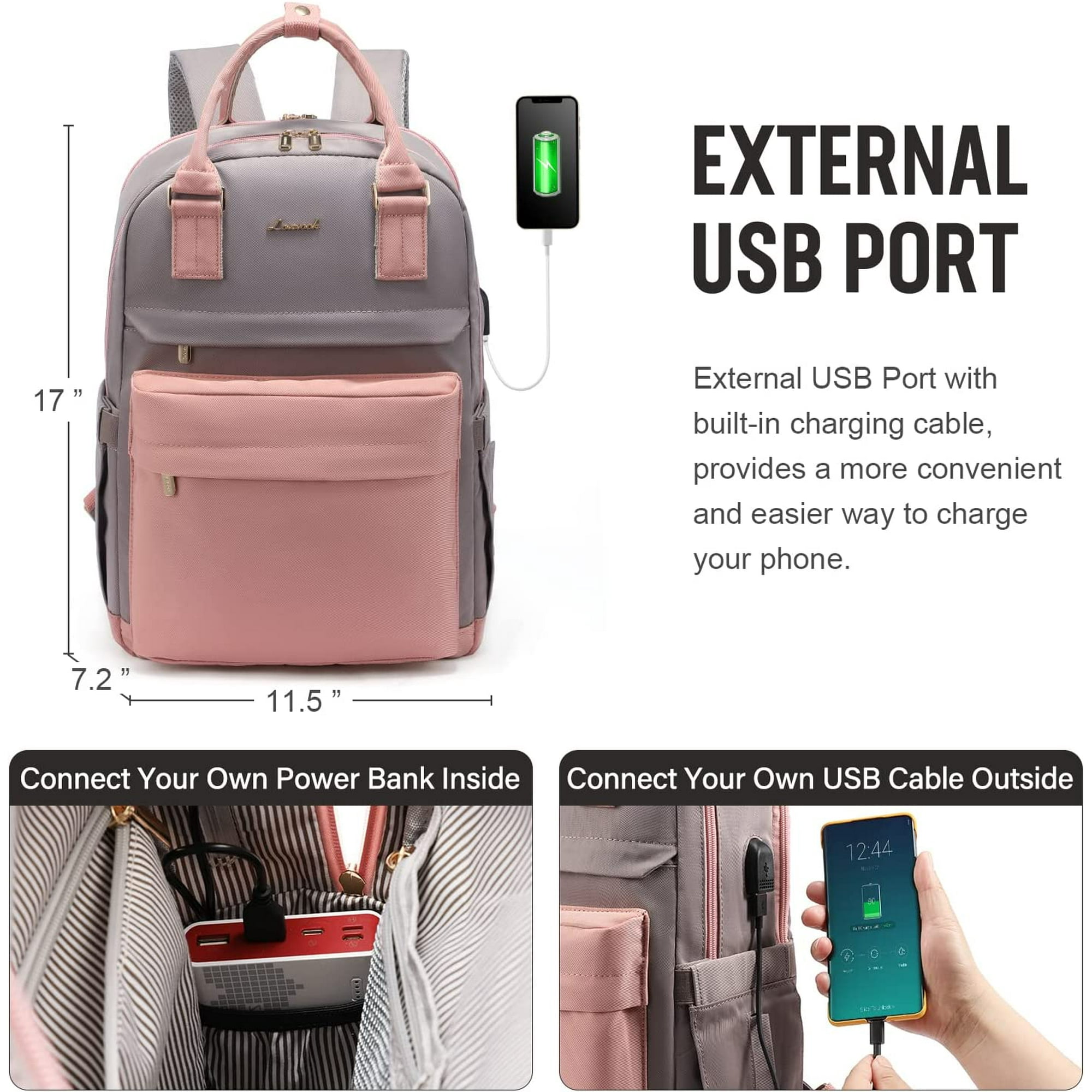 Laptop Backpack for Women 15.6 Inch Laptop Bag with USB Port Fashion Waterproof Backpacks Teacher Nurse Stylish Travel Bags Vintage Daypacks