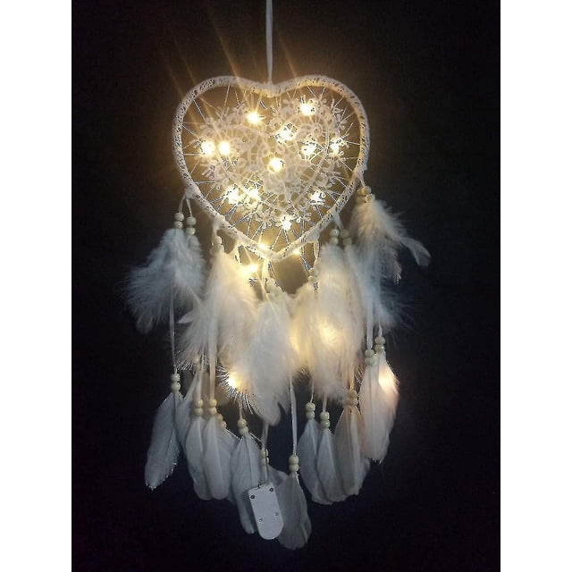 Dream Catcher, Feather Dreamcatcher, Dream Catcher With Led Light White,