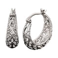 thumbnail image 2 of Women's Vintage Carved Openwork Floral U-Shaped Earrings, Elegant Copper Alloy Jewelry for Sensitive Ears, Fashion Gift Under $10, Silver One Size, 2 of 7