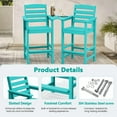 thumbnail image 4 of JUSTLET Balcony Chair Set of 2, Outdoor Adirondack Barstools with Connecting Tray, Turquoise, 4 of 9