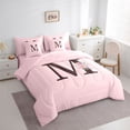 thumbnail image 2 of Erosebridal Girls Purple Pink Flowers Bedding Comforter Set 7-Piece,Floral Rose Personalized Initial M King Bedding Sets For Kids Teens,Pink Reversible, 2 of 6